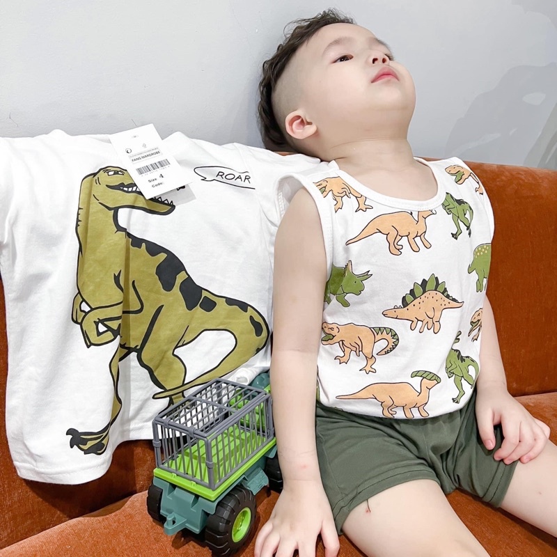 Bộ short khủng long 3ct bé trai-MS125