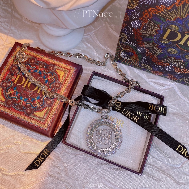 Dây chuyền xoắn xi bạch kim phối mặt chữ H full đá paguet cao cấp . PTNACC