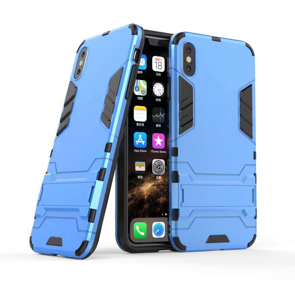 iPhone XR / XS Max Armor Hard Bracket PC + TPU Silicone Protection Phone Case