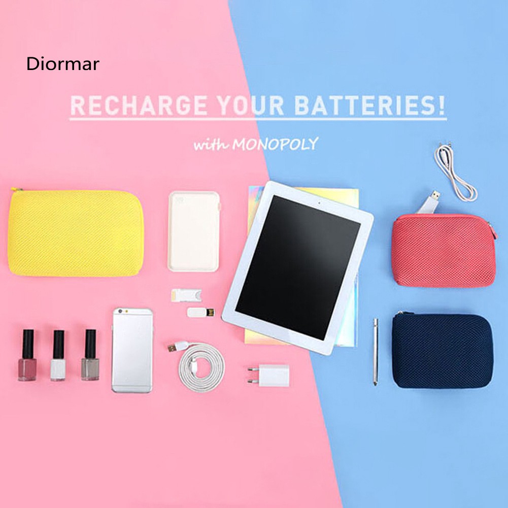 DOM_Travel Portable Make Up Bag Organizer Data Cable Charger Pouch Storage Container