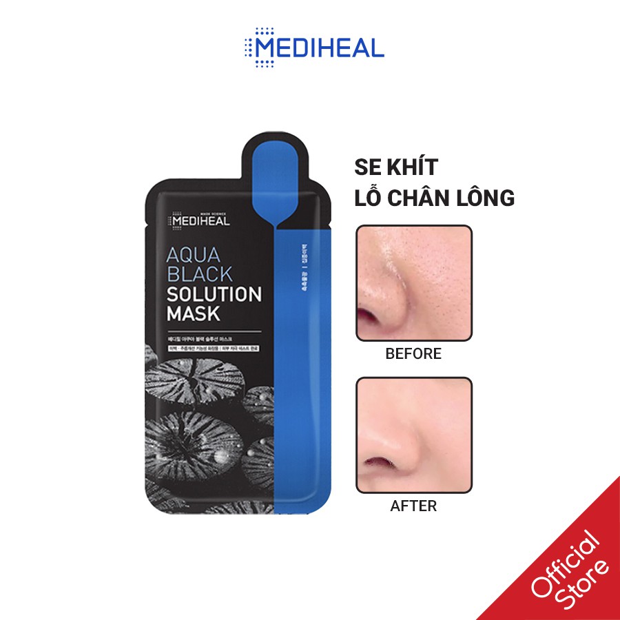 Mặt Nạ Than Hoạt Tính Loại Bỏ Bã Nhờn, Giảm Mụn Đầu Đen, Mụn Cám Mediheal Aqua Black Solution Mask 23ml [K113]