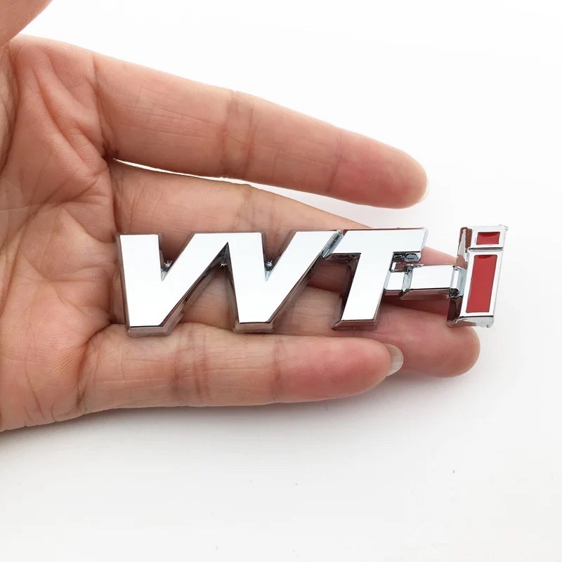 Logo chữ nổi DUAL VVT-I VVTI kích thước 2.7cm*7cm dán thân xe