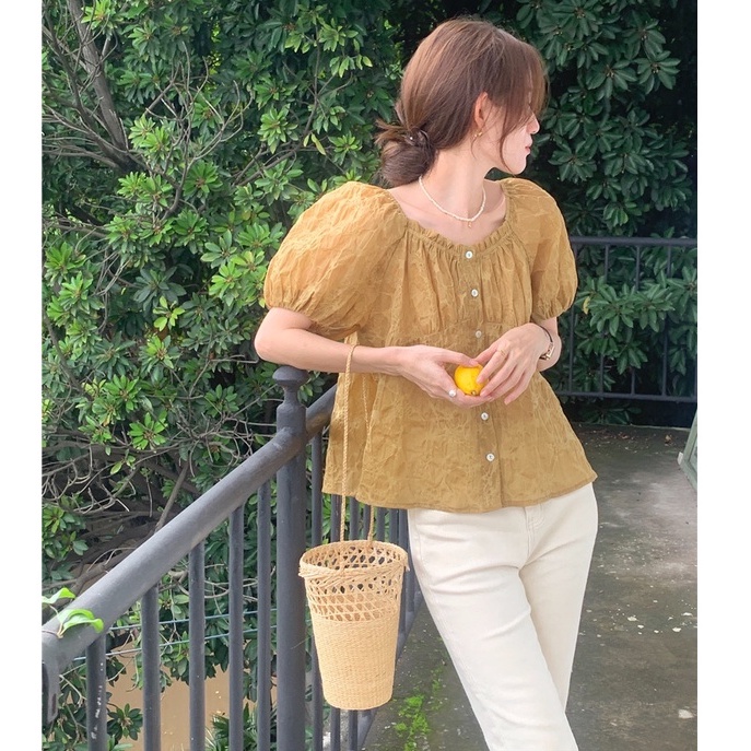 Áo Sơ Mi Nữ Tay Ngắn Ngọt Ngào Thanh Lịch Phong Cách Hàn Quốc 53219