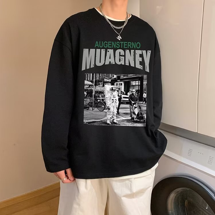 Áo Thun Tay Dài Cổ Tròn Dáng Rộng In Họa Tiết Hoạt Hình Phong Cách Hip Hop Nhật Bản Thời Trang Cho Nam Và Nữ Size M-5XL