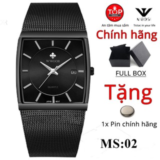 (Giá siêu tốt) Đồng hồ nam WWOOR vuông Doanh nhân TOP STORE FULLBOX + Tặng kèm 1 pin chính hãng