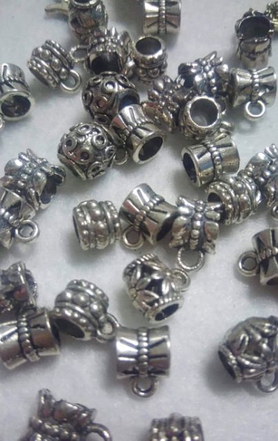 Charm bạc cổ ống treo có khoen, charm lùa dùng trong trang sức