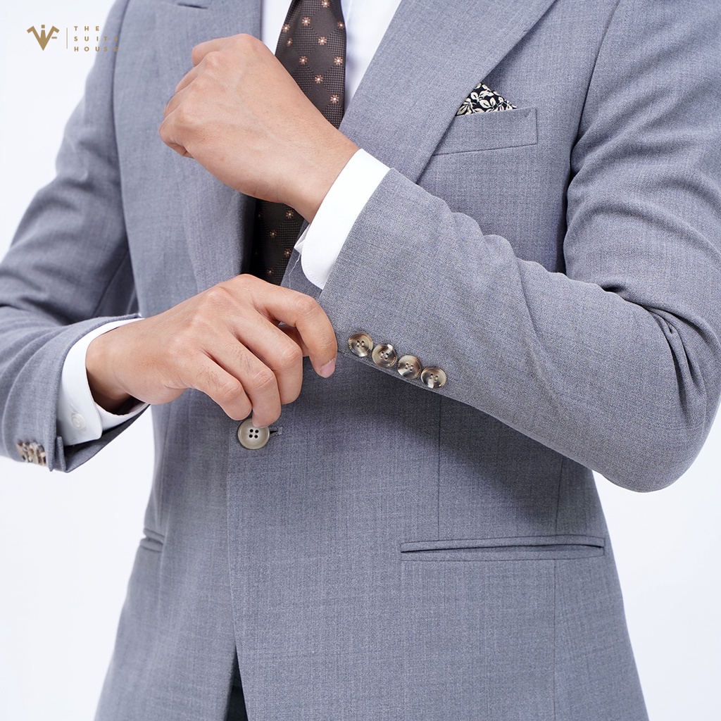 Bộ vest nam xám nhạt 1 khuy 2 túi, suits sartorial The Suits House