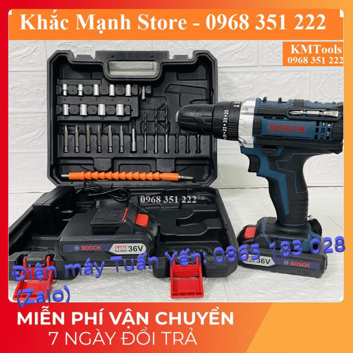 Máy Khoan Pin BOSCH 36V Có Búa, Tặng Kèm Bộ Phụ Kiện