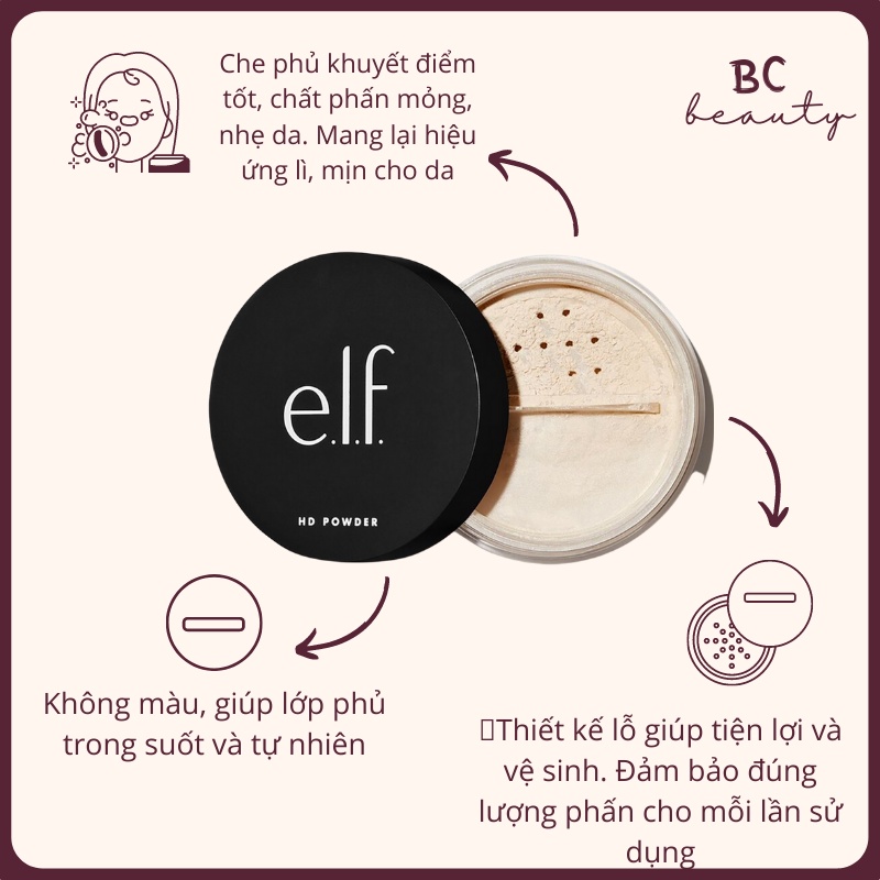 [CAM KẾT CHÍNH HÃNG Phấn phủ E.L.F High Definition Powder kiềm dầu làm mờ lỗ chân lông cho lớp nền mịn màng