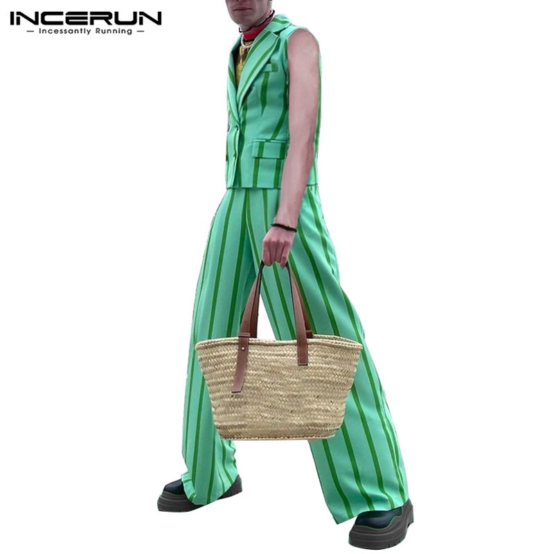 Bộ INCERUN áo khoác không tay + quần dài thời trang nam