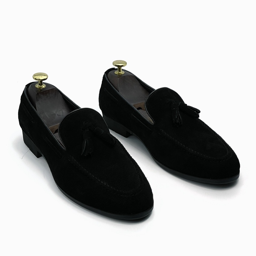 Giày lười da lộn nam da bê bảo hành 12 tháng kiểu dáng Tasseled Loafer - T406