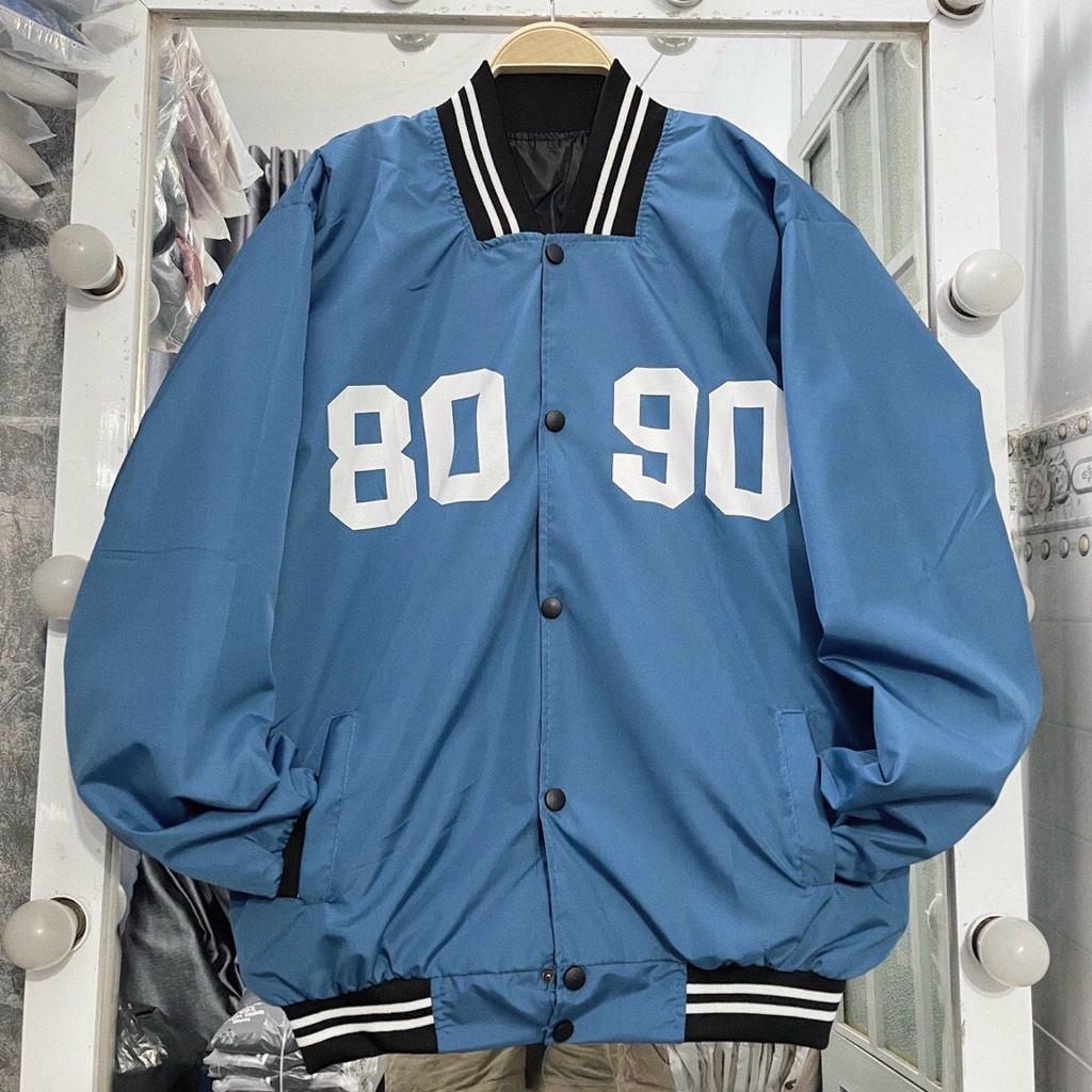 Áo khoác dù bomber nam nữ lót 2 lớp vải đẹp, in chữ (80-90)