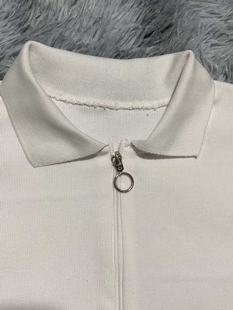 Áo khoá kéo 2 đầu cổ bẻ tay ngắn