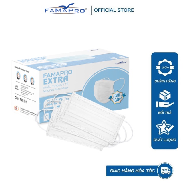 Khẩu trang y tế kháng khuẩn 4 lớp Famapro Extra