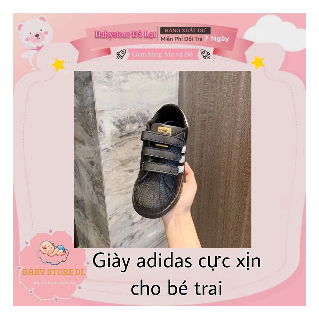 Giày Adidas Super cực xịn cho bé trai - Giày Adidas đen sọc trắng, mã giày quốc dân năm nào cũng siêu hót hit