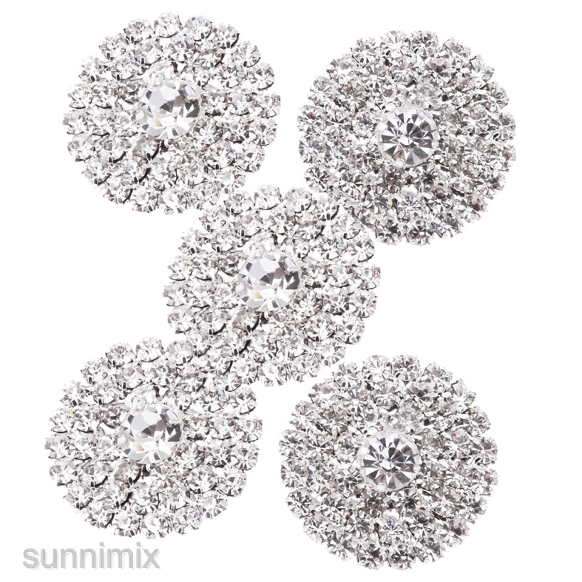 Set 5 Nút Tròn 21mm Đính Đá Trang Trí Sổ Tay / May Vá