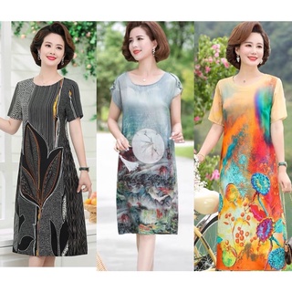 [BIG SALE] 1 số mẫu Đầm nữ trung niên lụa phi mịn mát che bụng có big size làm quà tặng ngoại mẹ cô dì