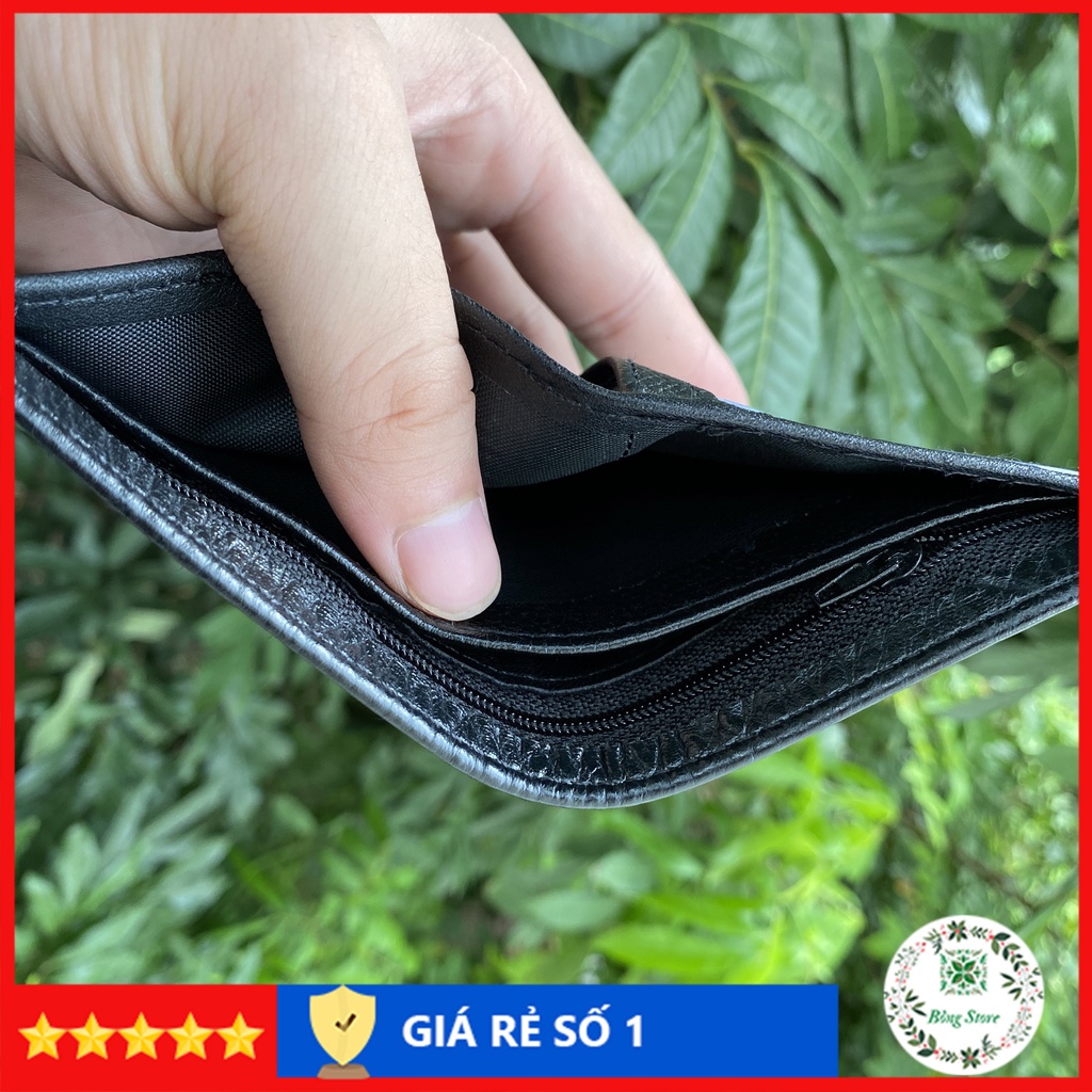 Ví nam mini da bò dáng đứng ví mini nam cao cấp da bò thật nhỏ gọn tiện lợi kích thước 10,5cm x 8,5cm VMN003