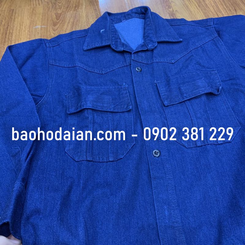 Quần áo jeans thợ hàn, điện lực màu xanh