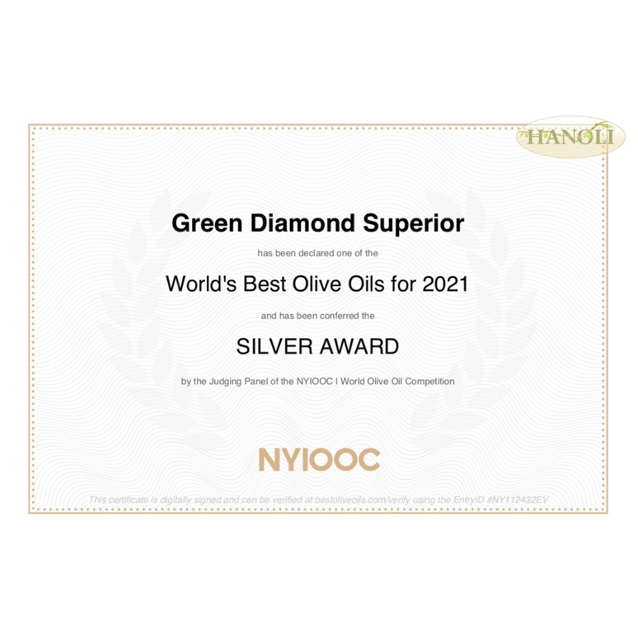 Dầu oliu siêu nguyên chất GREEN DIAMOND P.D.O Kalamata chai 500ml