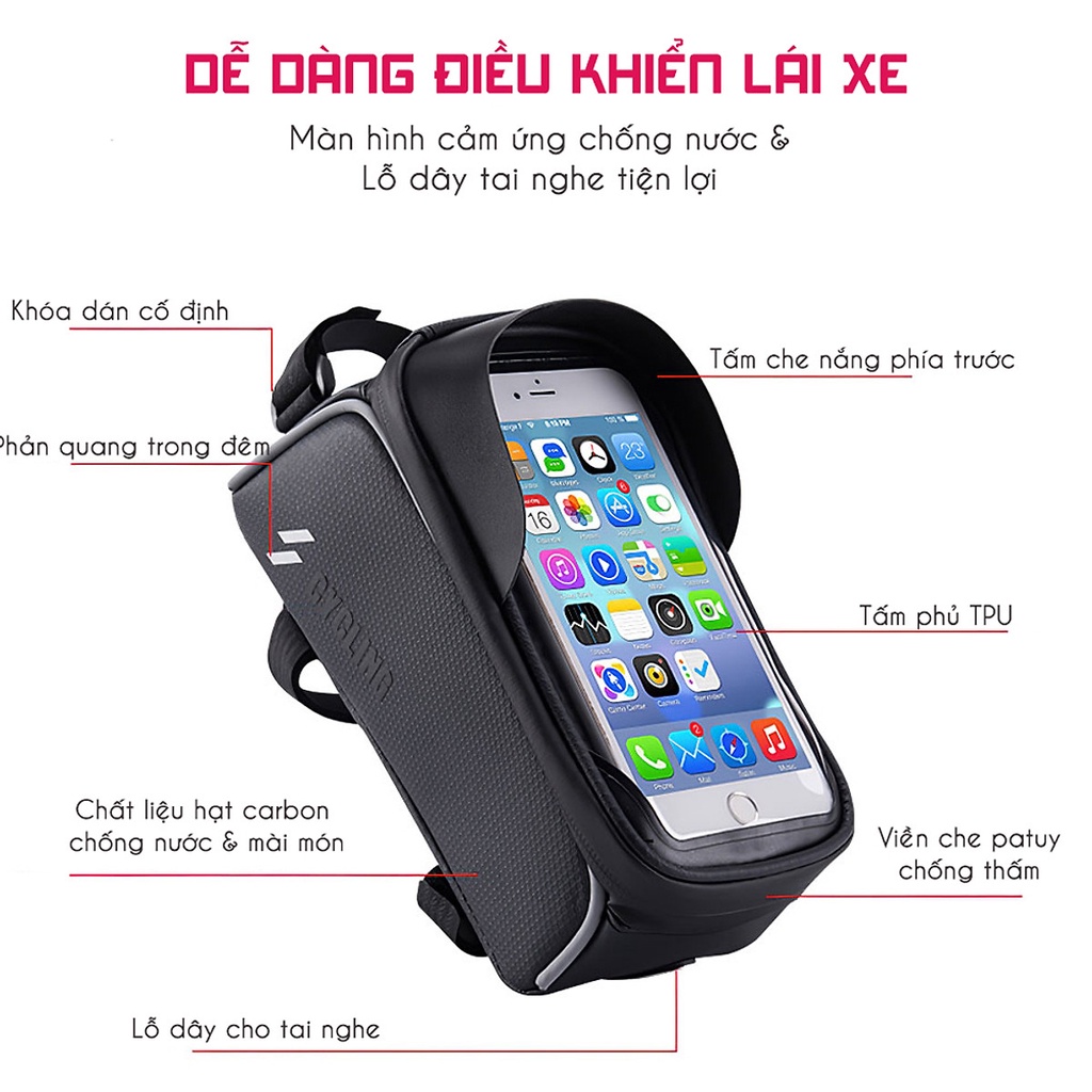 Túi Treo Sườn Xe Đạp Chống Nước Bọc Cảm Ứng Cao Cấp Phù Hợp Với Mọi Dòng Xe Chính Hãng Amalife