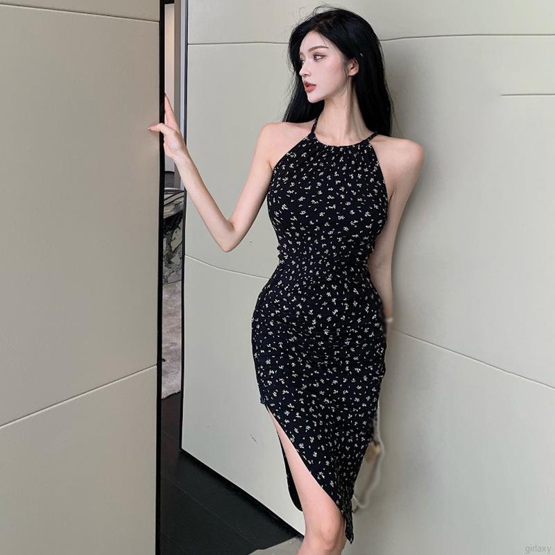 Đầm Hai Dây Xẻ Tà Họa Tiết Hoa Thời Trang Mùa Hè Quyến Rũ Cho Nữ