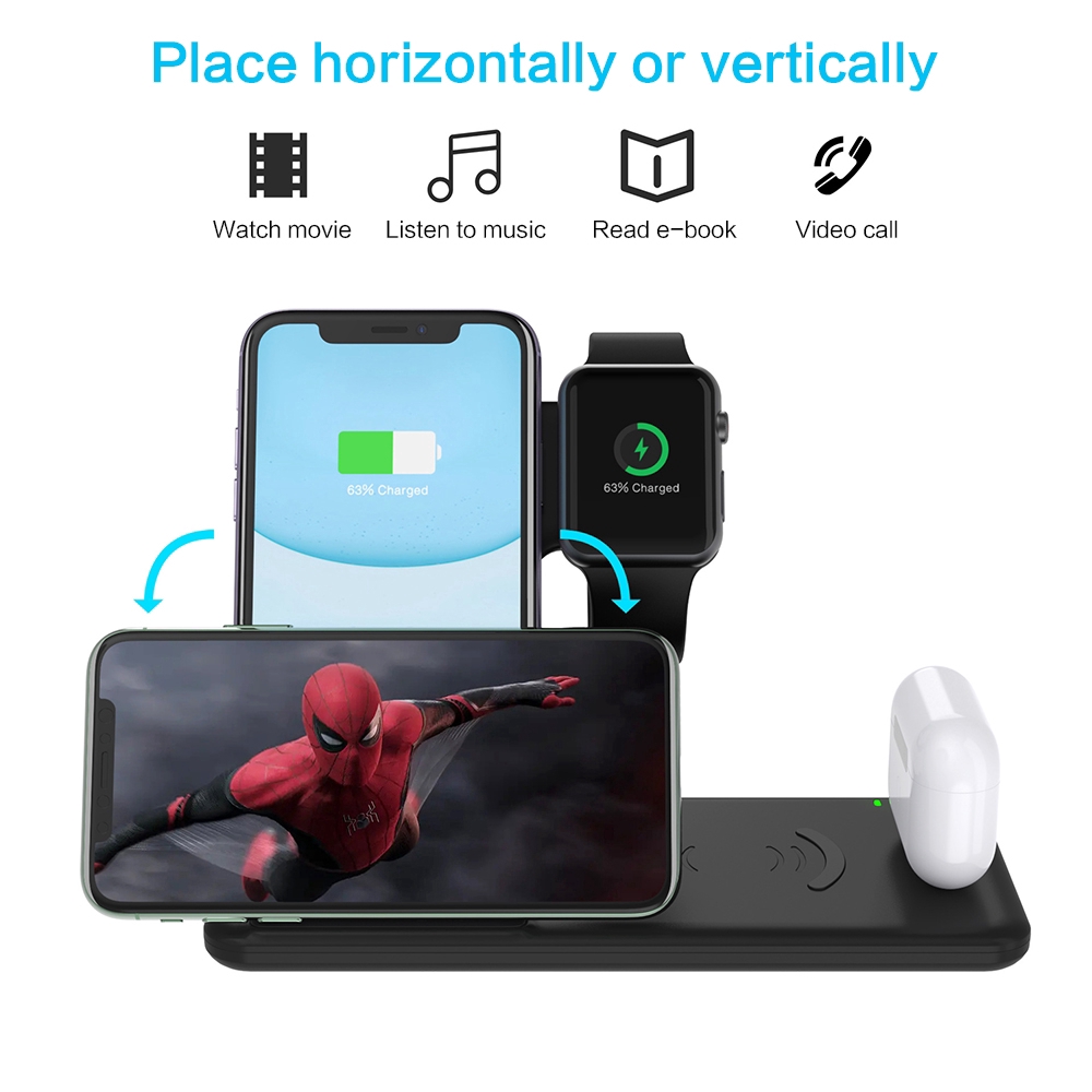 Đế Sạc Không Dây Đa Năng 4 Trong 1 Q20 15w Cho Iwatch Huawei Samsung