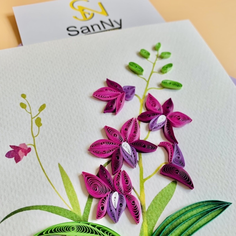 Thiệp tình yêu handmade chất liệu giấy xoắn kích thước 15X15cm