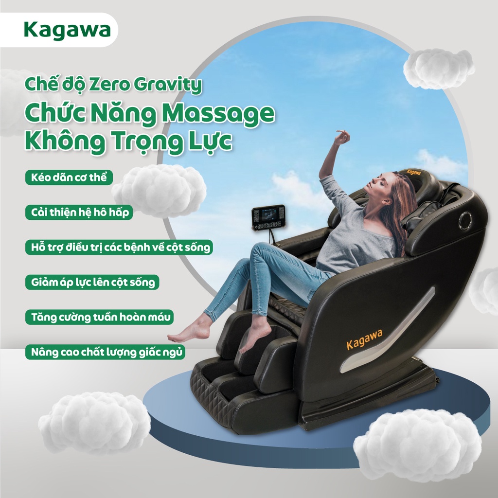 Ghế massage toàn thân KAGAWA K26  công nghệ mát xa túi khí nhiệt hồng ngoại, tân tiến