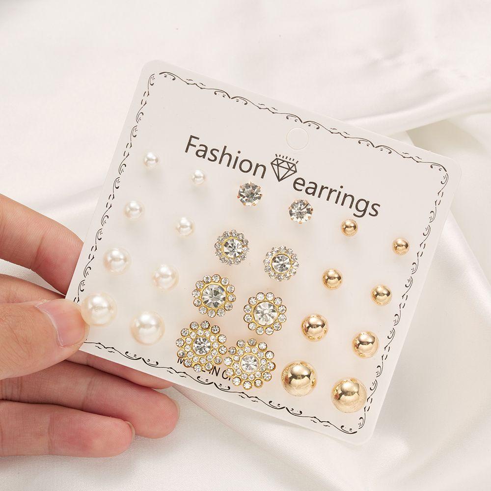 Set 12 Đôi Bông Tai Xỏ Lỗ Nhiều Kiểu Dáng