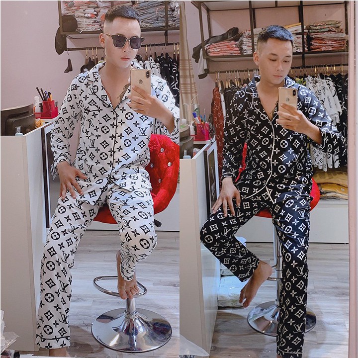 Bộ Đồ Ngủ Pijama Dài Tay Chất Lụa Họa Tiết Cực Đẹp