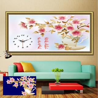 Tranh đính đá Đồng hồ hoa lan