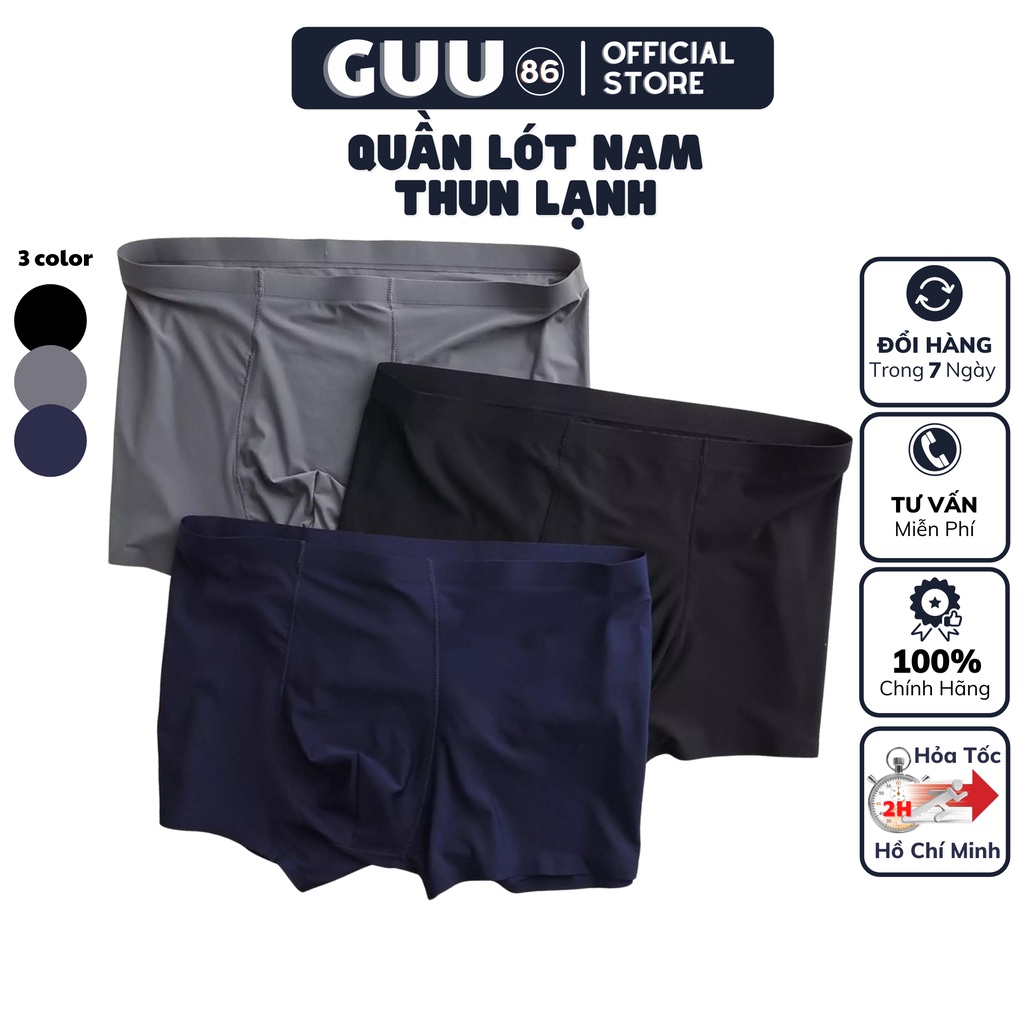 Quần lót nam thun lạnh co dãn cao cấp 100% lụa đúc, bền, thoáng khí kiểu dáng boxer hiện đại GUU SHOP 𝗤𝗟𝗧𝗟𝗟𝗠