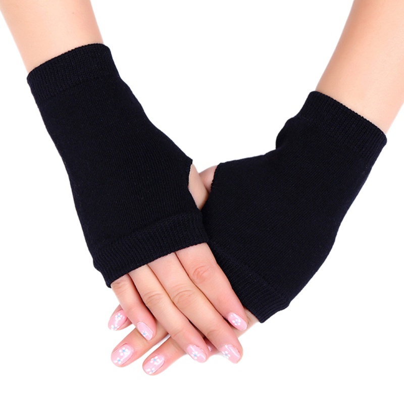 Găng tay cotton hở ngón màu trơn có thể co dãn dành cho nam và nữ
