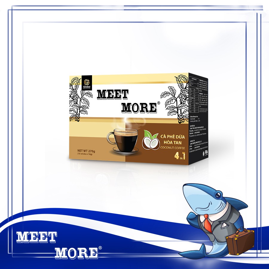 [Chính Hãng] Hộp Cà Phê Dừa Hòa Tan 4in1 Meet More (15 Gói)