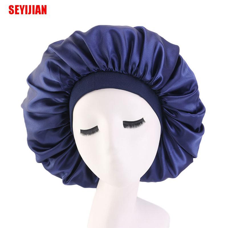 (SEY) Mũ Trùm Tóc Bằng Satin Bản Rộng Có Thể Điều Chỉnh