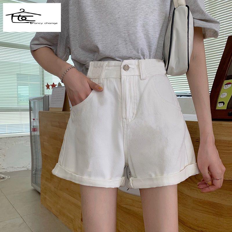 Quần Short Denim Lưng Cao Ống Rộng Phong Cách Hàn Quốc Thời Trang Mùa Hè Mới~2022