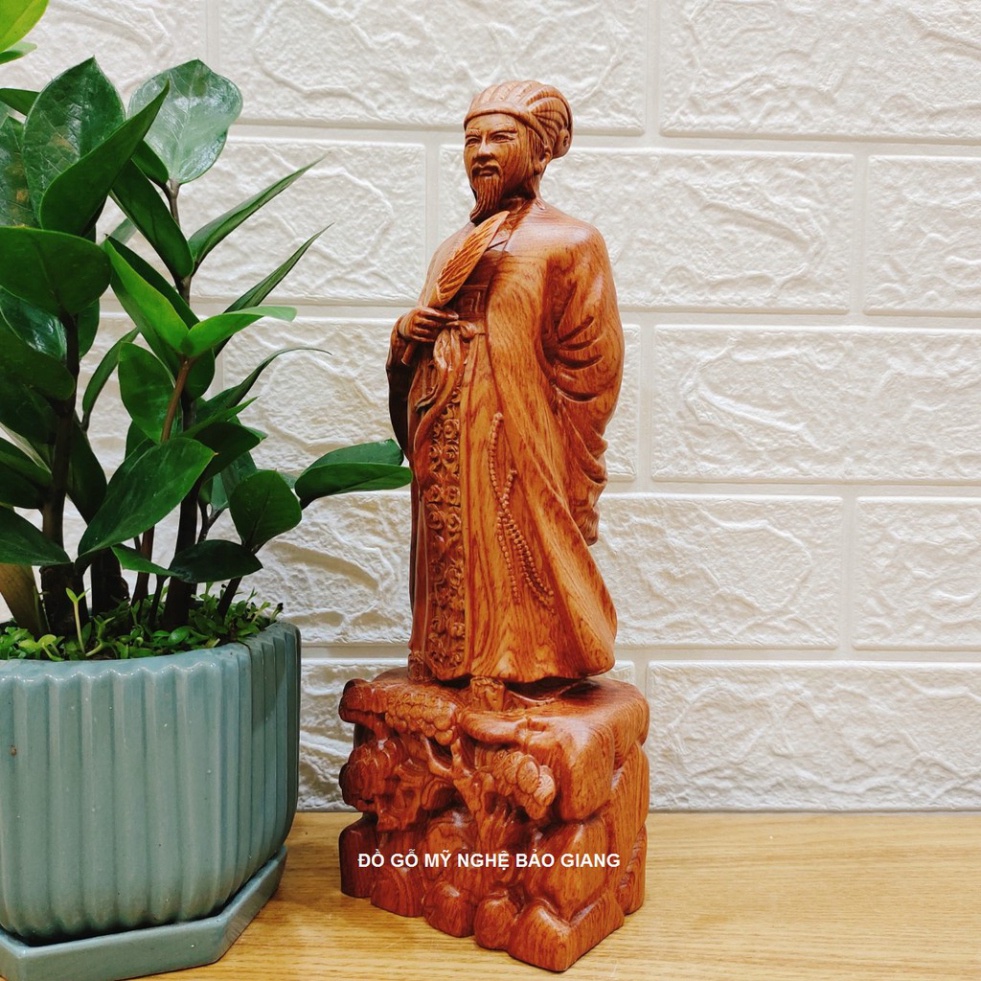 Tượng khổng minh gia cát lượng gỗ hương cao 30 cm