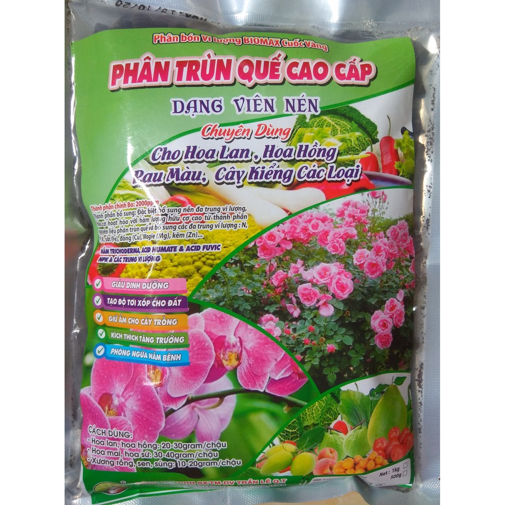 Phân bón trùn quế cao cấp dạng viên nén - gói 1 kg BIOMAX