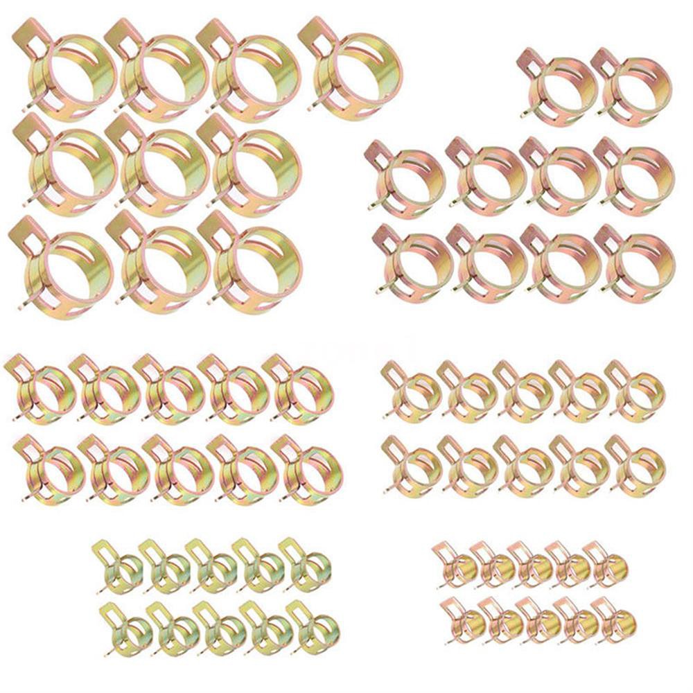 zone1 60 Pcs Stainless Steel Assortment Set Hose Clamps Fuel Hose Line Water Pipe Clamp Hoops Air Tube Fasterner Spring