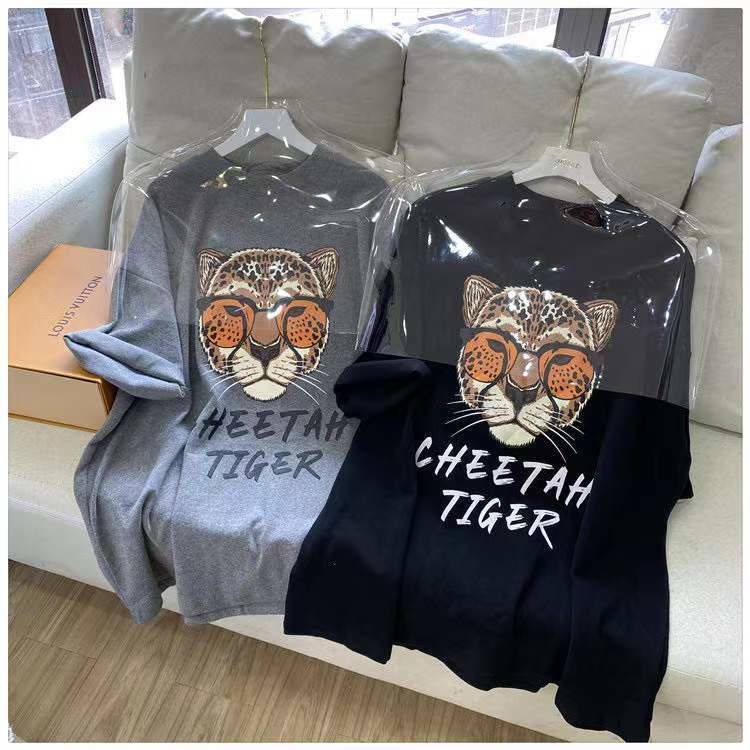 Áo Thun Tay Ngắn In Họa Tiết Hoạt Hình Đầu Hổ Phong Cách Hàn Quốc Thời Trang Cá Tính