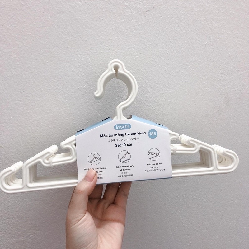 Combo 50 móc quần áo trẻ em Inochi 185, Móc nhựa Inochi 185 phơi quần áo cho bé sơ sinh và trẻ em Thị Nắng Store