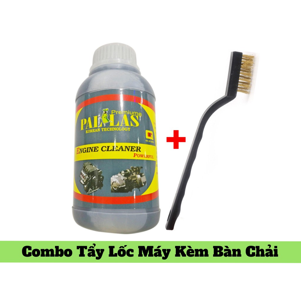 Combo Dung Dịch Tẩy Lốc Máy Pallas Kèm Bàn Chải Đánh Lốc Máy 500ml