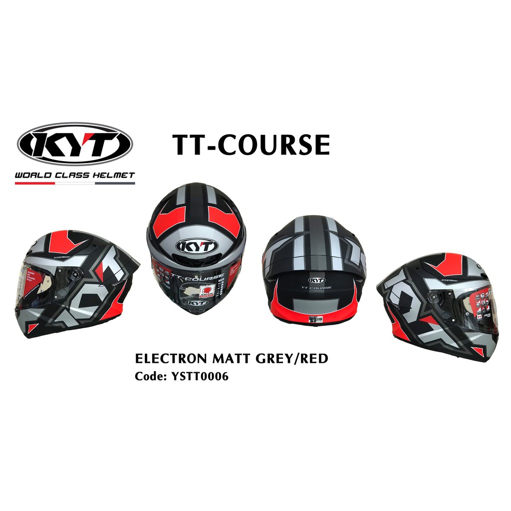 Nón bảo hiểm Fullface cao cấp KYT TT Course tem Electron matt đỏ