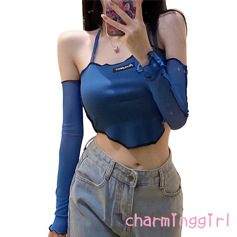 Áo croptop tay dài trễ vai thời trang cho nữ