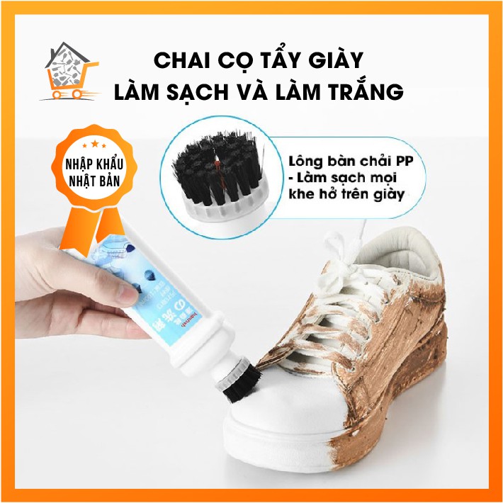 Chai cọ tẩy giày sneaker⚡thương hiệu 𝐍𝐡𝐚̣̂𝐭 𝐁𝐚̉𝐧⚡ Dụng cụ đánh giày để làm sạch và làm trắng, dễ sử dụng và dễ mang theo