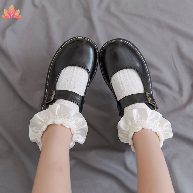 Vớ lolita ngắn bằng nylon đính nơ họa tiết hoạt hình cho nữ JP5