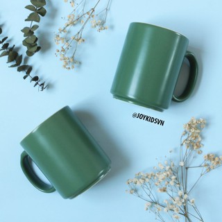 Ly gốm lòng trắng | Cốc cà phê gốm có quai - Green ceramic mug
