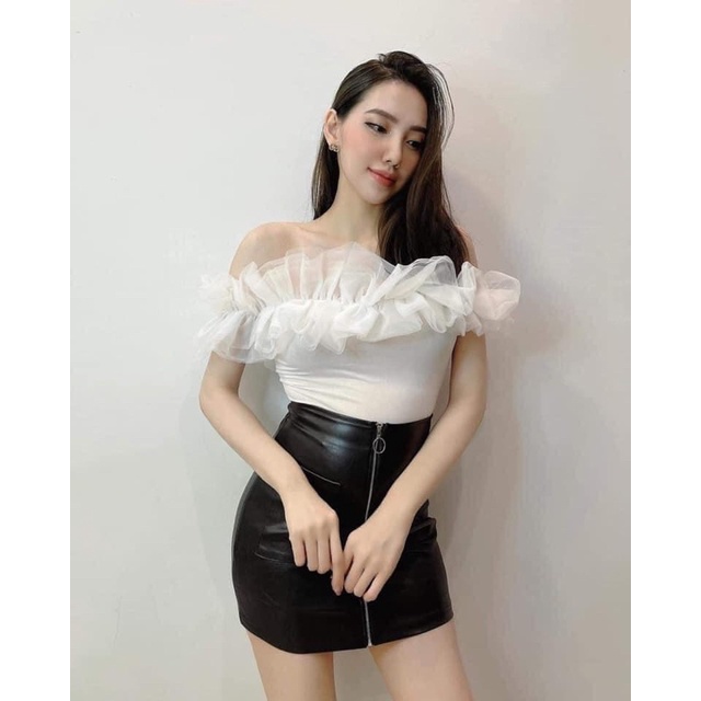 ANU851 - ÁO THUN TRỄ VAI PHỐI REN BÈO