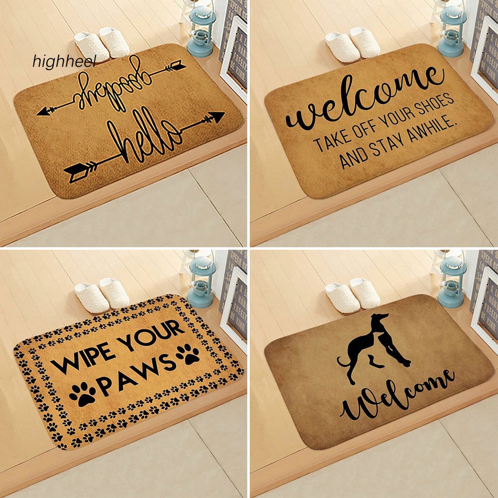 Thảm chùi chân chống trượt in chữ welcome đáng yêu